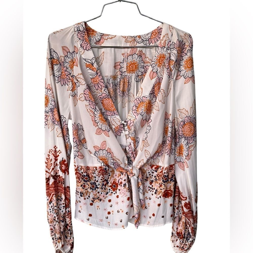 Free People Run Free Blouse Multi floral S